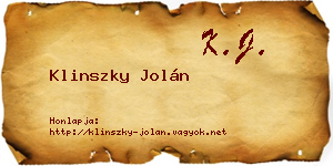 Klinszky Jolán névjegykártya