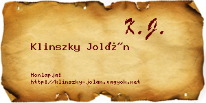 Klinszky Jolán névjegykártya